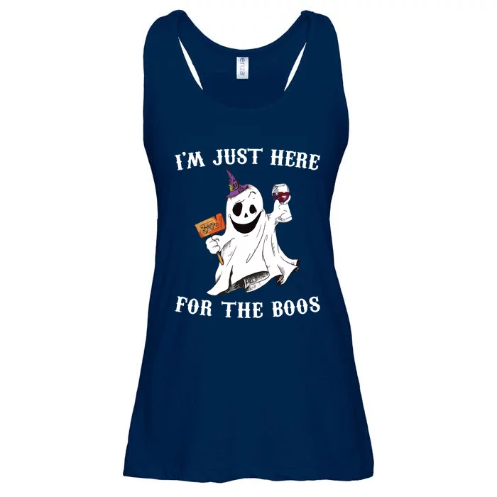 IM Just Here For The Boos Funny Halloween Ghost Wine Ladies Essential Flowy Tank