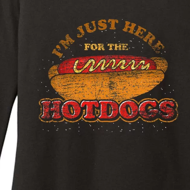 Im Just Here For The Hot Dogs Foodie Weiner Womens CVC Long Sleeve Shirt