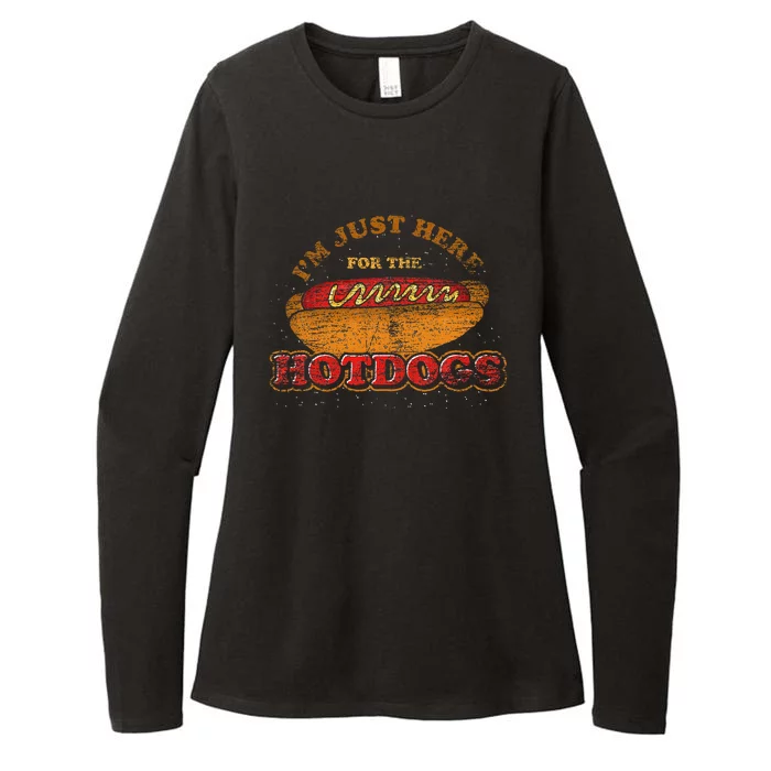 Im Just Here For The Hot Dogs Foodie Weiner Womens CVC Long Sleeve Shirt