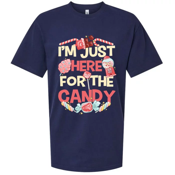 IM Just Here For The Candy Funny Halloween Sueded Cloud Jersey T-Shirt