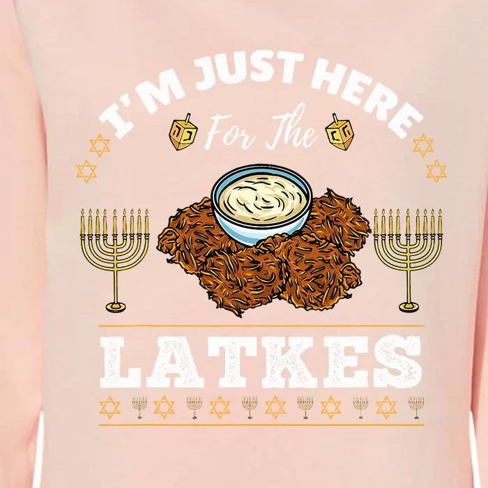 Im Just Here For The Latkes Chanukah Hanukkah Womens California Wash Sweatshirt