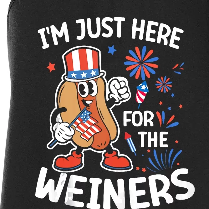 IM Just Here For The Weiners Funny Usa 4th Of July Women's Racerback Tank