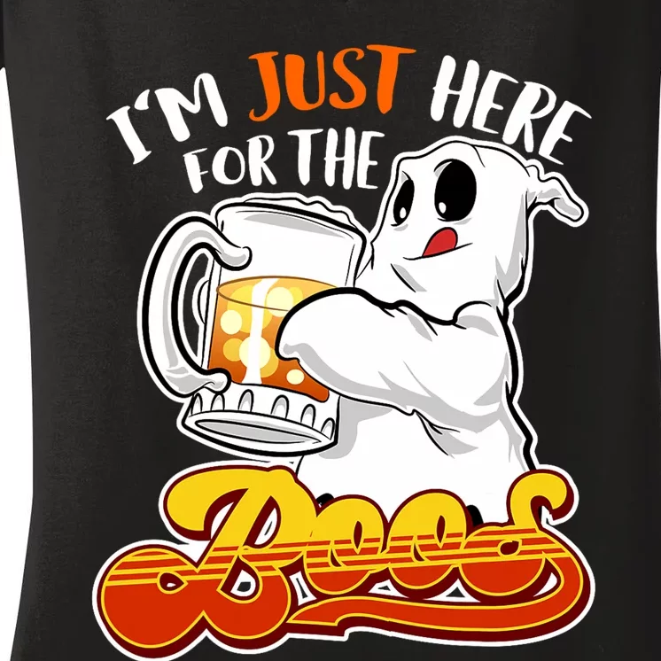 IM Just Here For The Boos Funny Halloween Ghost Women's V-Neck T-Shirt