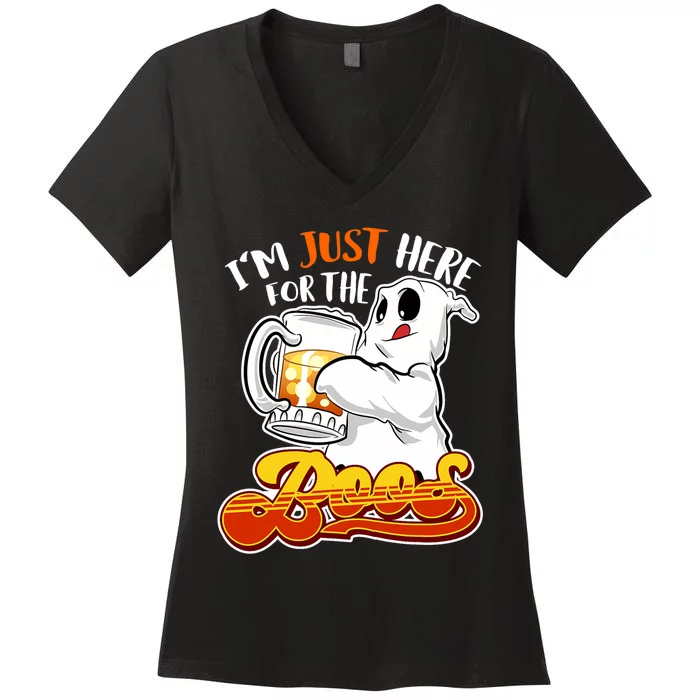 IM Just Here For The Boos Funny Halloween Ghost Women's V-Neck T-Shirt