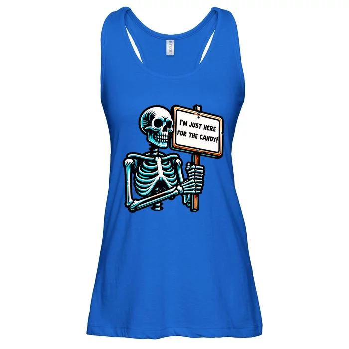 IM Just Here For The Candy Skeleton Spooky Season Halloween Ladies Essential Flowy Tank