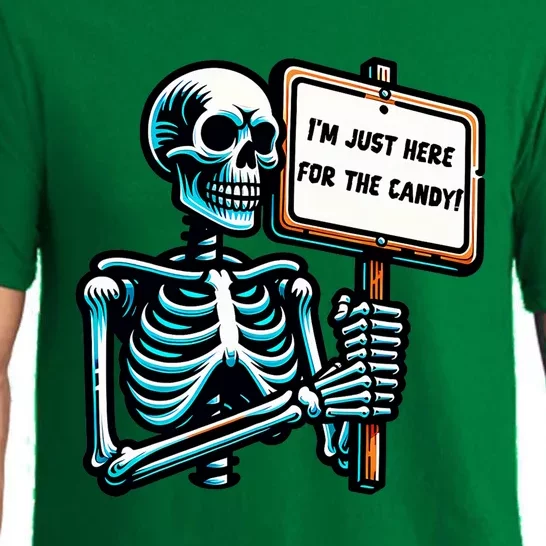 IM Just Here For The Candy Skeleton Spooky Season Halloween Pajama Set