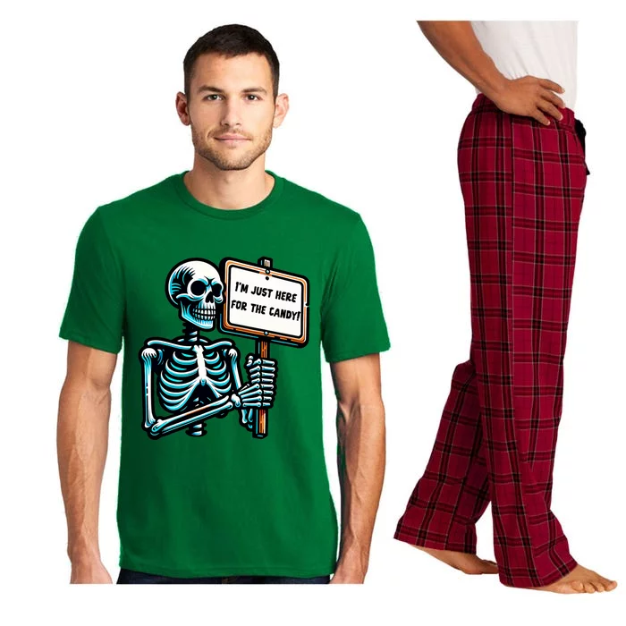 IM Just Here For The Candy Skeleton Spooky Season Halloween Pajama Set