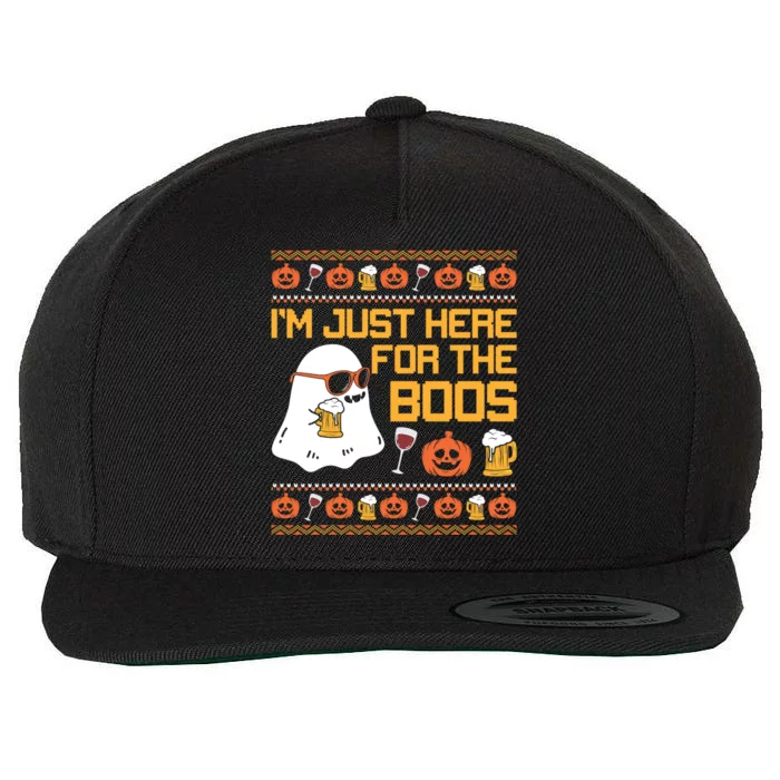 Im Just Here For The Boos Halloween Ugly Sweater Gift Wool Snapback Cap