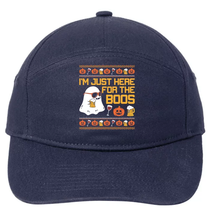 Im Just Here For The Boos Halloween Ugly Sweater Gift 7-Panel Snapback Hat