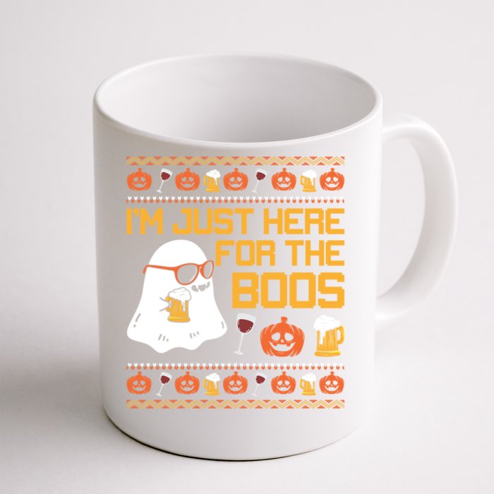 Im Just Here For The Boos Halloween Ugly Sweater Gift Front & Back Coffee Mug