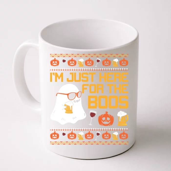 Im Just Here For The Boos Halloween Ugly Sweater Gift Front & Back Coffee Mug