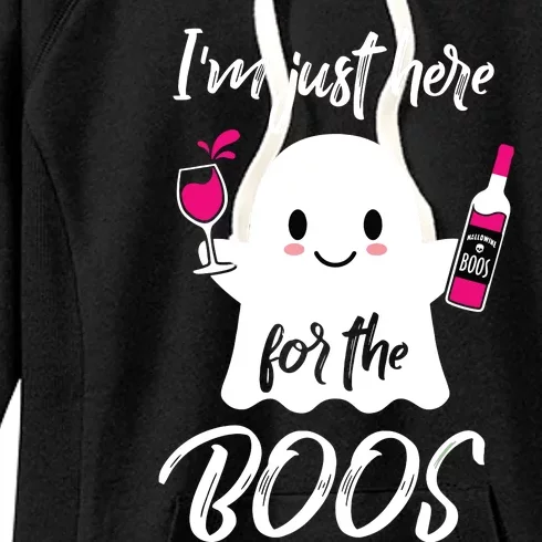 IM Just Here For The Boos Wine Funny Halloween Women's Fleece Hoodie