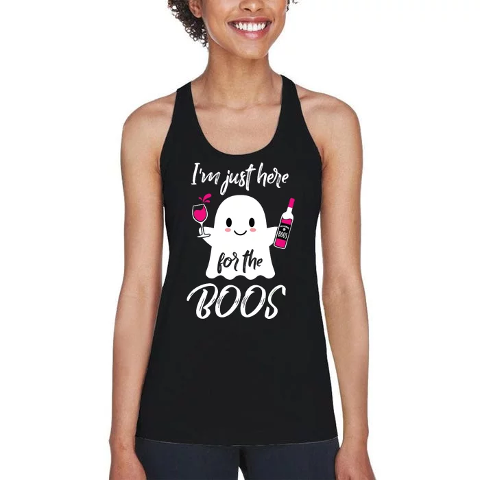 IM Just Here For The Boos Wine Funny Halloween Women's Racerback Tank