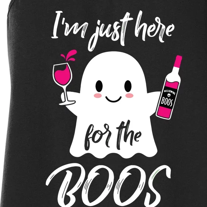 IM Just Here For The Boos Wine Funny Halloween Women's Racerback Tank