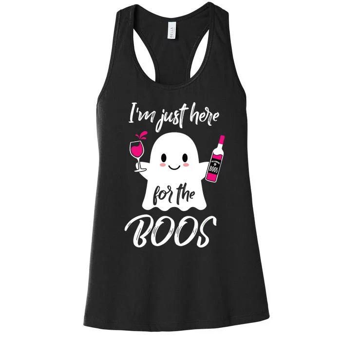 IM Just Here For The Boos Wine Funny Halloween Women's Racerback Tank