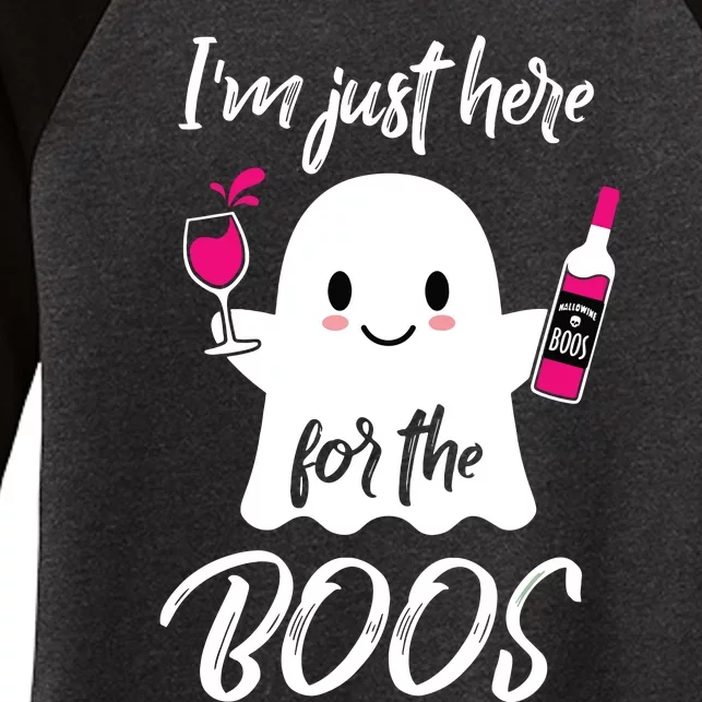 IM Just Here For The Boos Wine Funny Halloween Women's Tri-Blend 3/4-Sleeve Raglan Shirt