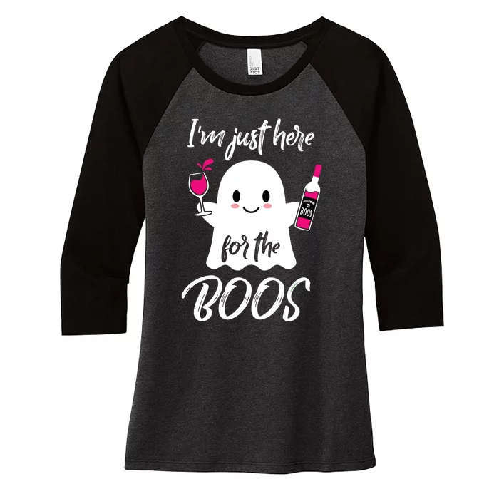 IM Just Here For The Boos Wine Funny Halloween Women's Tri-Blend 3/4-Sleeve Raglan Shirt