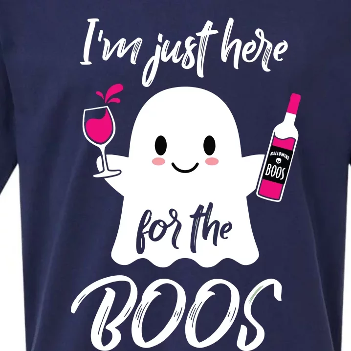 IM Just Here For The Boos Wine Funny Halloween Sueded Cloud Jersey T-Shirt