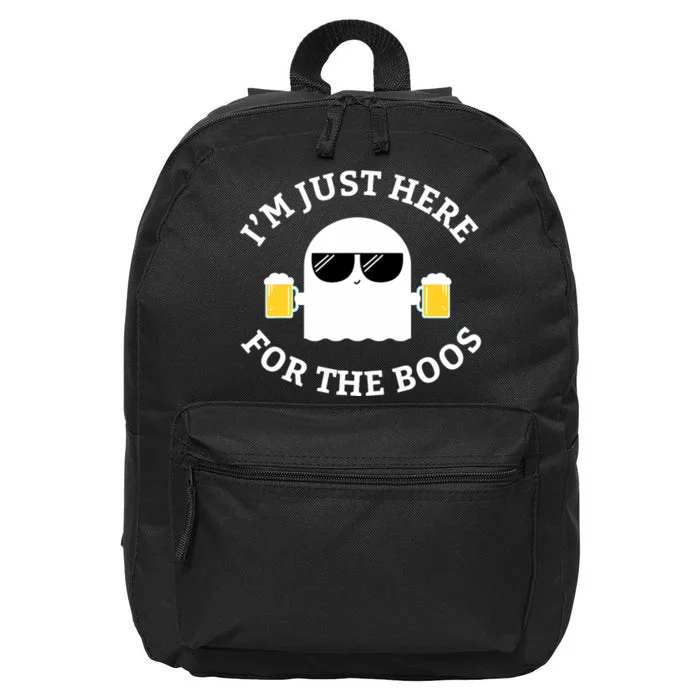 Im Just Here For The Boos Funny Halloween Beer 16 in Basic Backpack