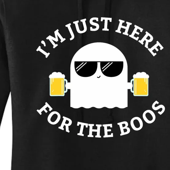 Im Just Here For The Boos Funny Halloween Beer Women's Pullover Hoodie