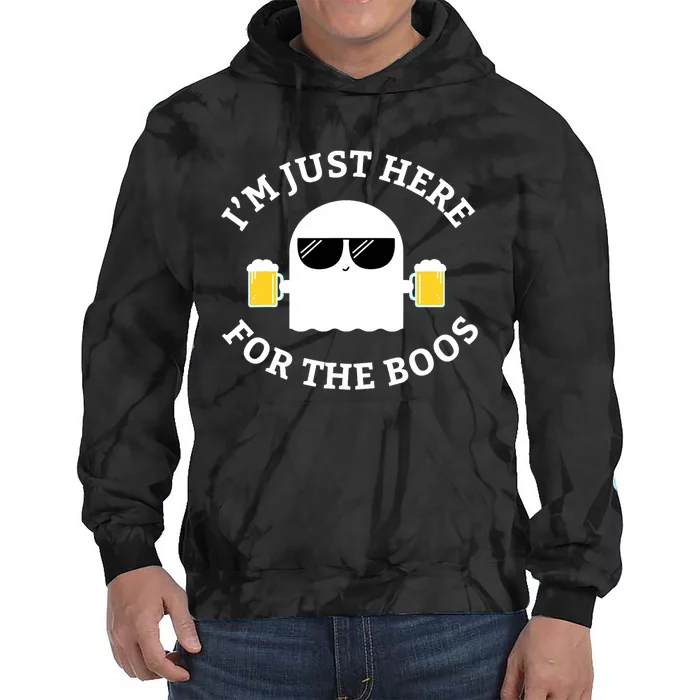 Im Just Here For The Boos Funny Halloween Beer Tie Dye Hoodie