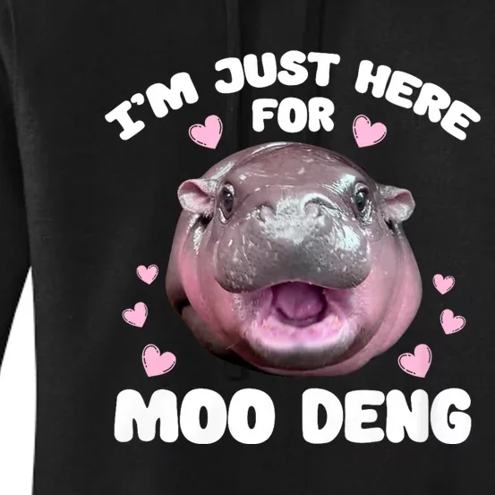 IM Just Here For Moo Deng Cute Baby Hippo Bouncy Souvenir Women's Pullover Hoodie