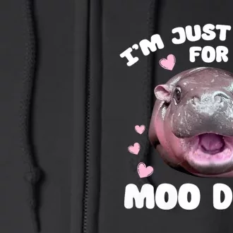 IM Just Here For Moo Deng Cute Baby Hippo Bouncy Souvenir Full Zip Hoodie