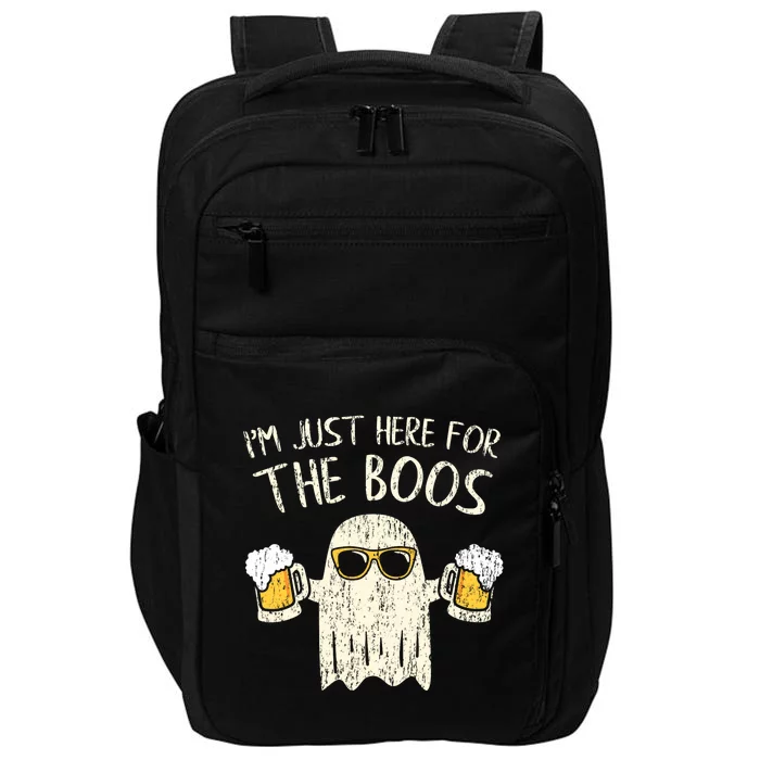 Im Just Here For The Boos Funny Gift Halloween Ghost Impact Tech Backpack