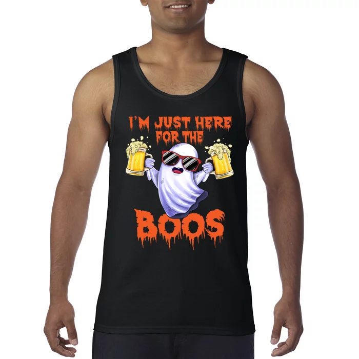 Im Just Here For The Boos Ghost Drinking Halloween Beer Tank Top