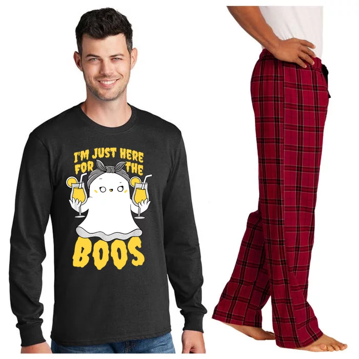 Im Just Here For The Boos Halloween Ghost Cute Funny Long Sleeve Pajama Set