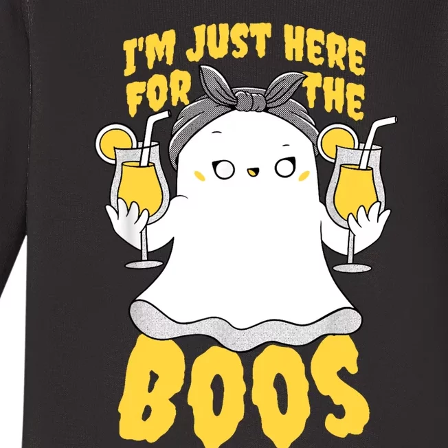 Im Just Here For The Boos Halloween Ghost Cute Funny Baby Long Sleeve Bodysuit