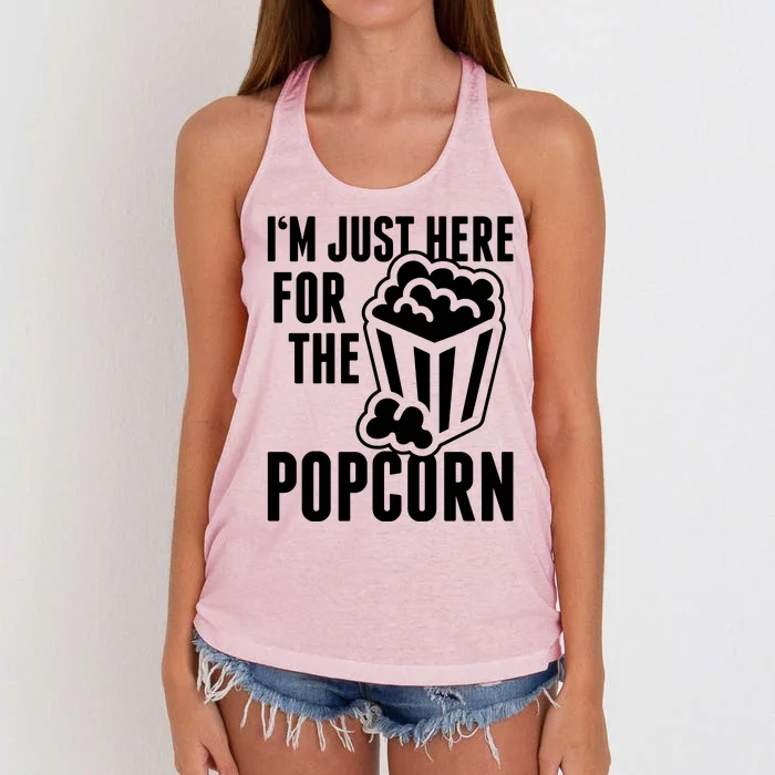 Im Just Here For The Popcorn Women's Knotted Racerback Tank