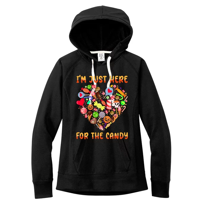 IM Just Here For Candy Funny Halloween Spooky Pun Costume Women's Fleece Hoodie