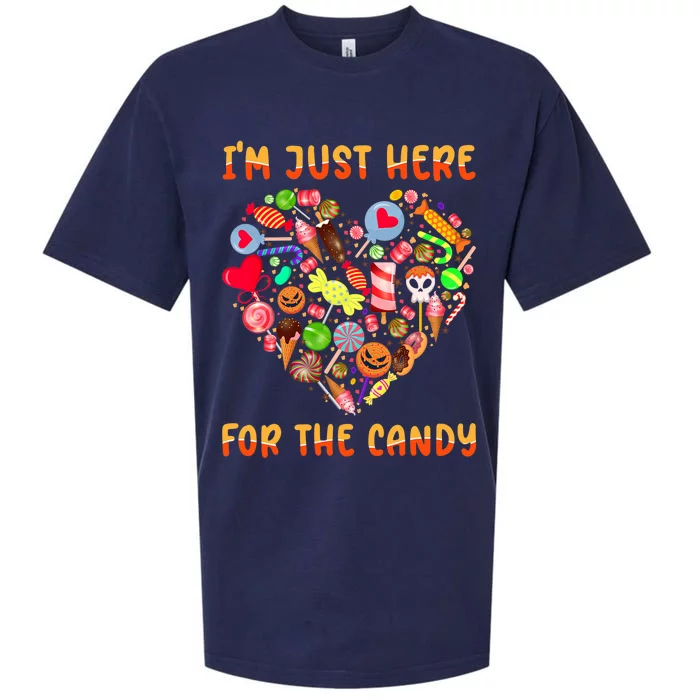 IM Just Here For Candy Funny Halloween Spooky Pun Costume Sueded Cloud Jersey T-Shirt