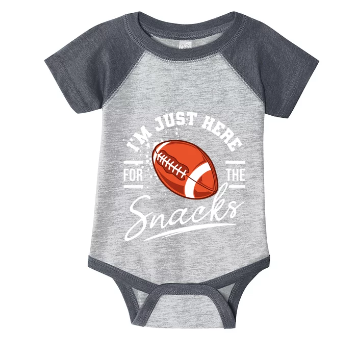 I'm Just Here For The Snacks Funny Football Infant Baby Jersey Bodysuit