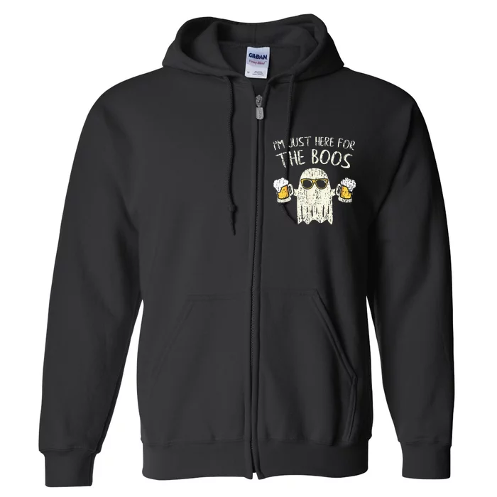 Im Just Here For The Boos Funny Gift Halloween Ghost Full Zip Hoodie