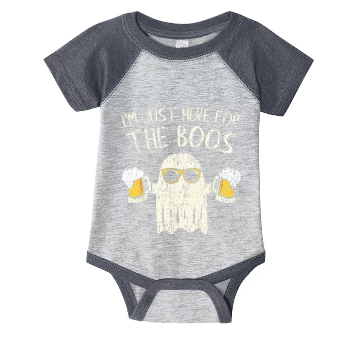 Im Just Here For The Boos Funny Gift Halloween Ghost Infant Baby Jersey Bodysuit