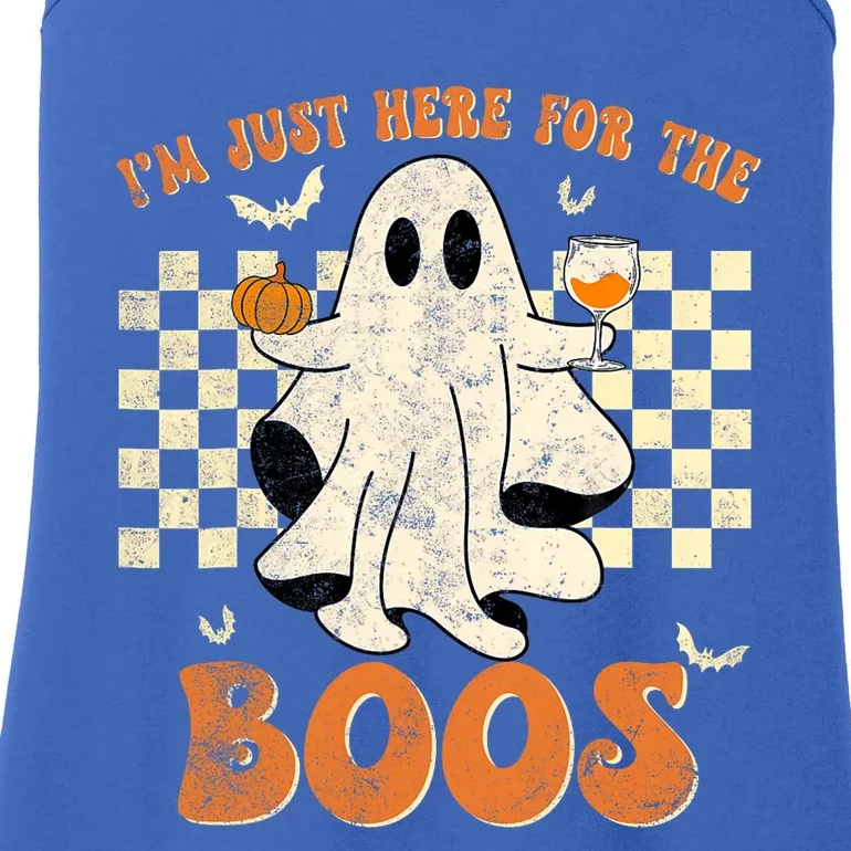 IM Just Here For The Boos Ghost Retro Groovy Halloween Ladies Essential Tank