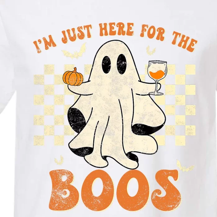 IM Just Here For The Boos Ghost Retro Groovy Halloween Garment-Dyed Heavyweight T-Shirt