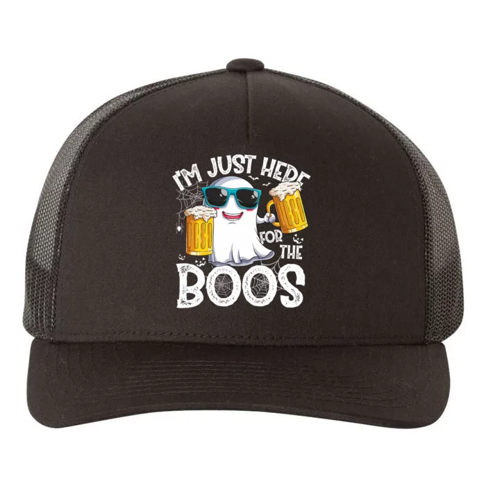 IM Just Here For The Boos Funny Halloween Ghost Yupoong Adult 5-Panel Trucker Hat