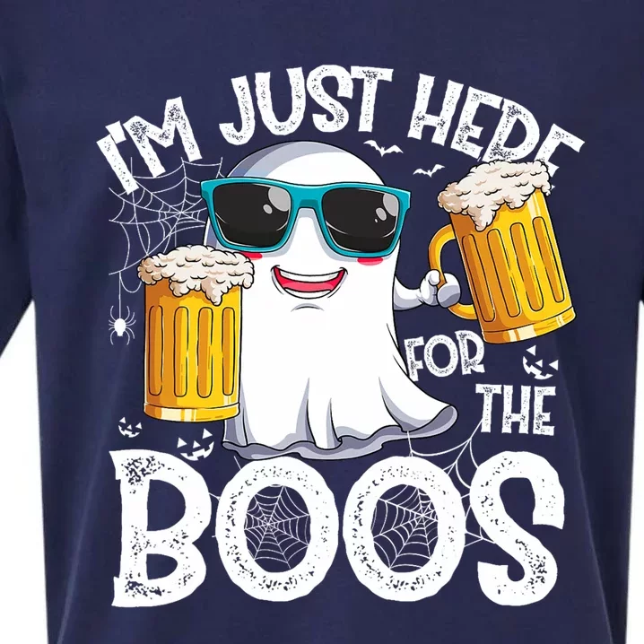 IM Just Here For The Boos Funny Halloween Ghost Sueded Cloud Jersey T-Shirt