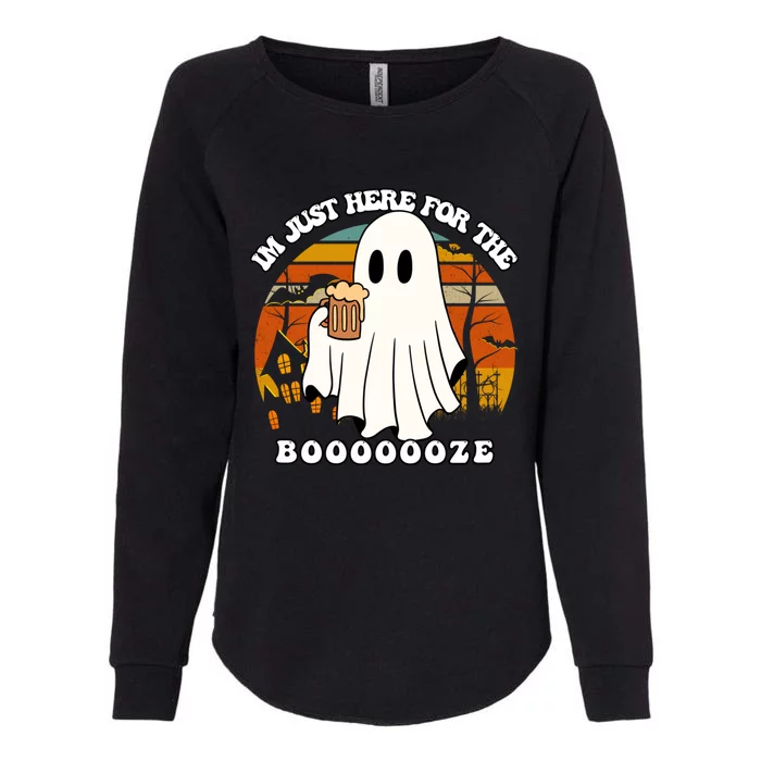 IM Just Here For The Booze Funny Halloween Beer Lover Ghost Womens California Wash Sweatshirt