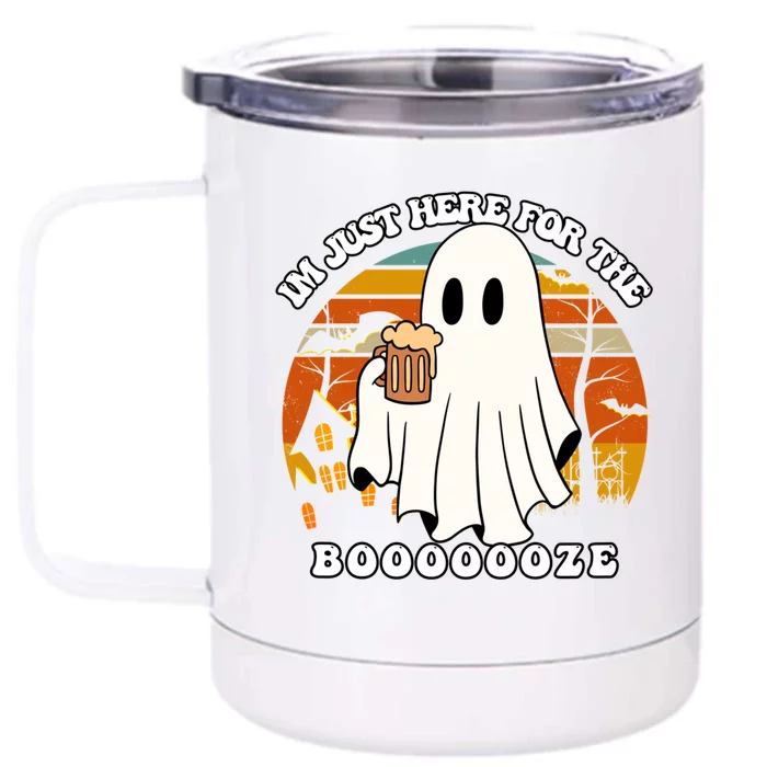 IM Just Here For The Booze Funny Halloween Beer Lover Ghost Front & Back 12oz Stainless Steel Tumbler Cup