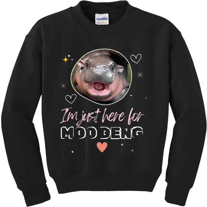 IM Just Here For Moo Deng Bouncy Souvenir Kids Sweatshirt