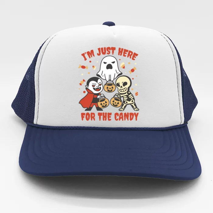 I'm Just Here For The Candy Halloween Costume Funny Trucker Hat