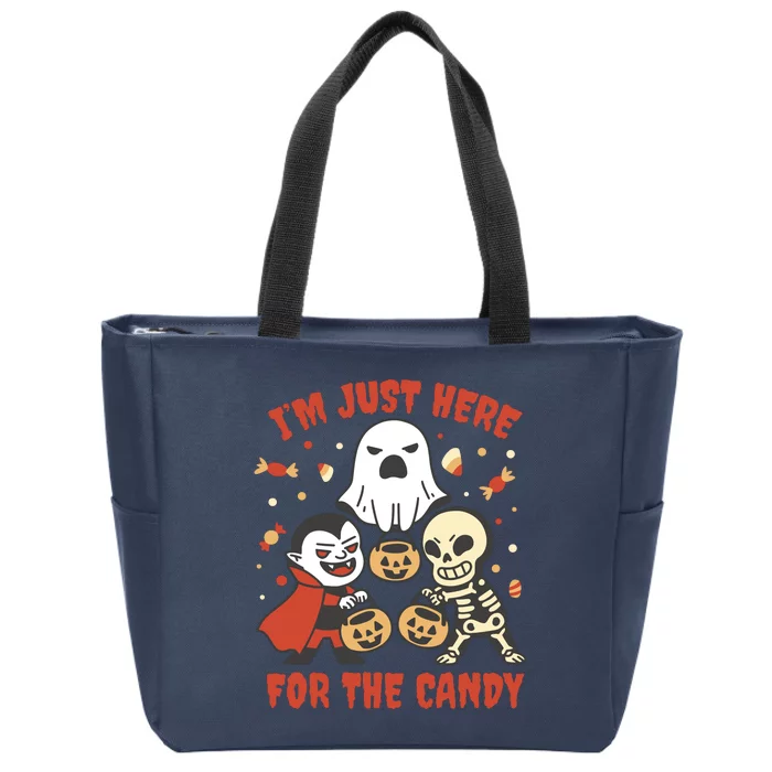 I'm Just Here For The Candy Halloween Costume Funny Zip Tote Bag