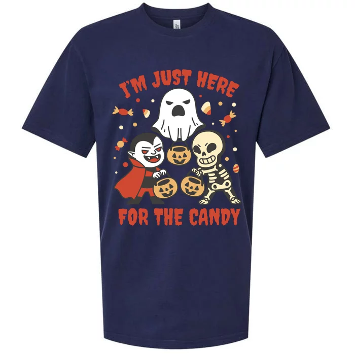 I'm Just Here For The Candy Halloween Costume Funny Sueded Cloud Jersey T-Shirt