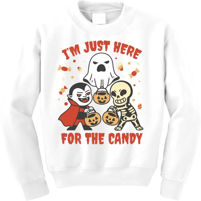 I'm Just Here For The Candy Halloween Costume Funny Kids Sweatshirt