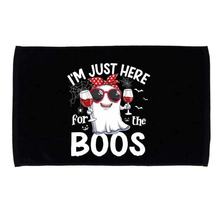 IM Just Here For The Boos Funny Halloween Women Ghost Wine Microfiber Hand Towel