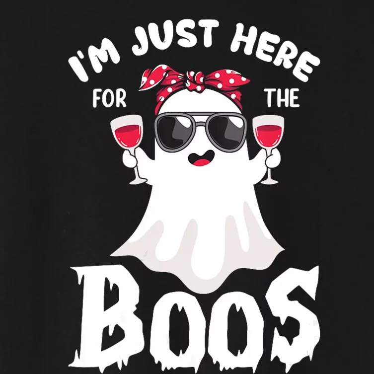 IM Just Here For The Boos Cute Ghost Women Funny Halloween Women's Crop Top Tee